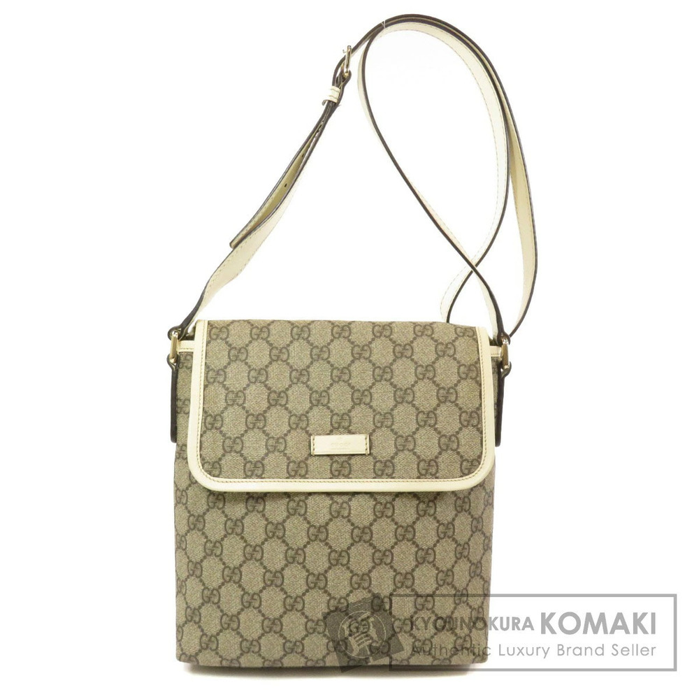 Gucci Messenger GG Supreme Canvas bag white leather